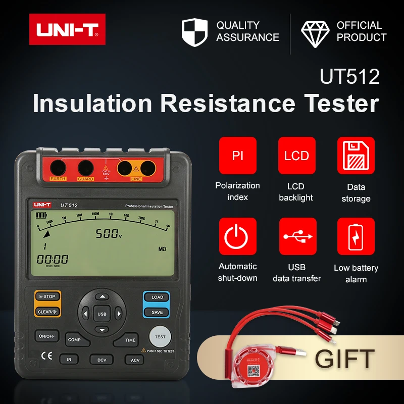 

UT512 Insulation Resistance Tester Diagnostic Operation of large-capacity Transformers Generators and Cables DAR Tester