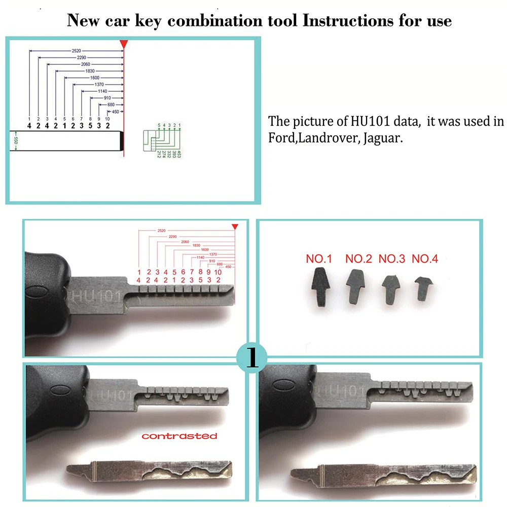 CHKJ для Ford HU101 Автомобильный ключ Повторная сборка инструмента со светом для Land Rover для Jaguar с 48 шт. пластина