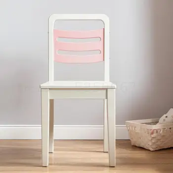 

Children Learn Chair Backrest Solid Wooden Frame Pupils Write Home Desk Computer Chair Stool