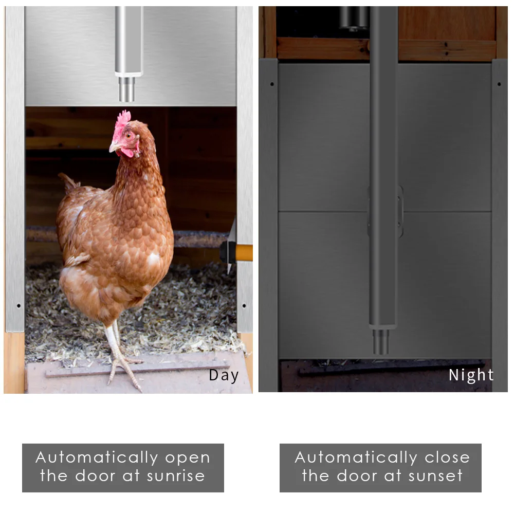 Automatic Chicken Door Coop Opener Kit Waterproof Outdoor Timer Light Sensor Controller Actuator Motor Poultry Cage Protection