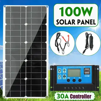 

100W Solar Panel kit battery Charge + 30A Controller Caravan Boat Home Charger for Home/Yacht/RV/Caravan/Cabin/Boat