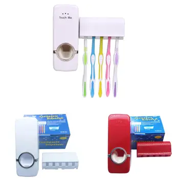 

New High Quality Home Improvement Automatic Toothpaste Dispenser with Five-Slot Toothbrush Holder Set Wall Mount Stand Tools