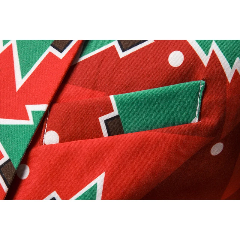Shenrun мужские блейзеры Рождество год куртка Санты Красный Модный приталенный костюм пиджаки вечерние костюмы на выпускной с принтом елки