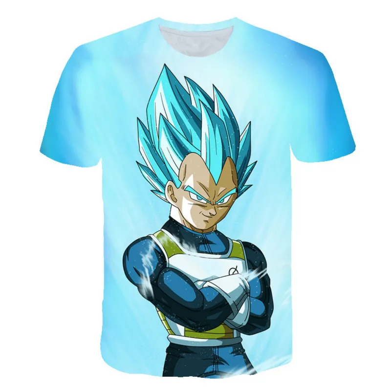 Новая футболка для мальчиков с 3D принтом летняя Goku super Saiya God blue vegeta и девочек