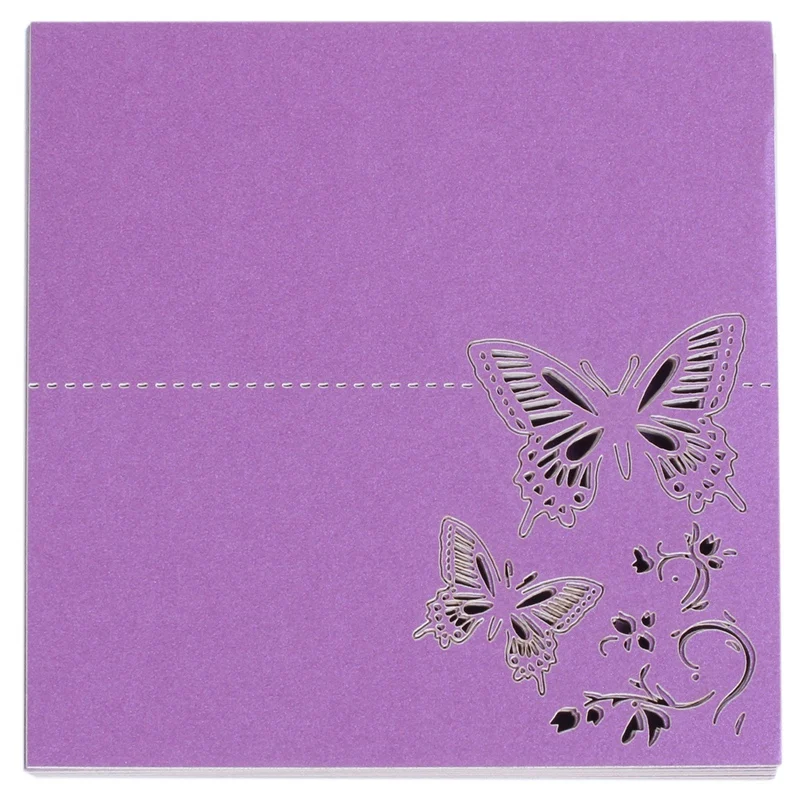 60x Новая бабочка цветок место номера стола гость сидения имя карты для украшения свадебной вечеринки(фиолетовый