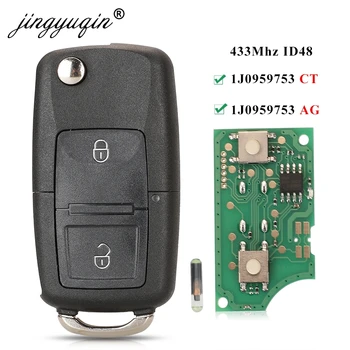 Keyforkess 2BTN Flip Remote Car Key Fob per VW Bora Golf Polo Passat Touran Seat Skoda 434MHz ID48 Chip 1J0959753AG/ 1J0959753CT