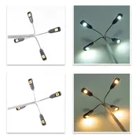 1:87/1:100 Scale Model 4 LED Luminous Street Lamp Lamppost Landscape Light DIY Train Model Decoration Sand Table Model 1