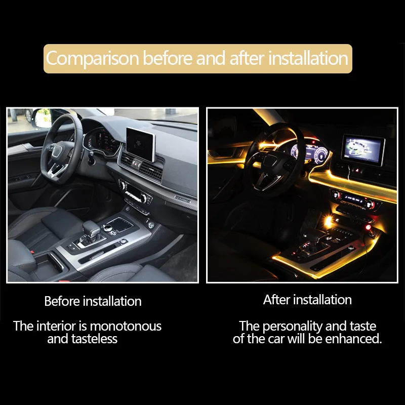 Car EL Neon Strip Light Car Ambient Light Sound Control Light RGB LED Decorative Auto Atmosphere Lamps With 12V Lighter&USB Line Car EL Neon Strip Light Car Ambient Light Sound Control Light RGB LED Decorative Auto Atmosphere Lamps With 12V Lighter&USB Line