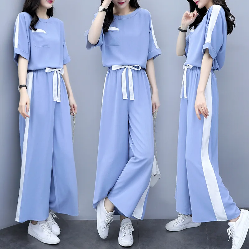 

2020 Online Celebrity Spring And Summer WOMEN'S Dress-Style Loose Pants Two-Piece Set Loose Slimming Casual Sports Western Style