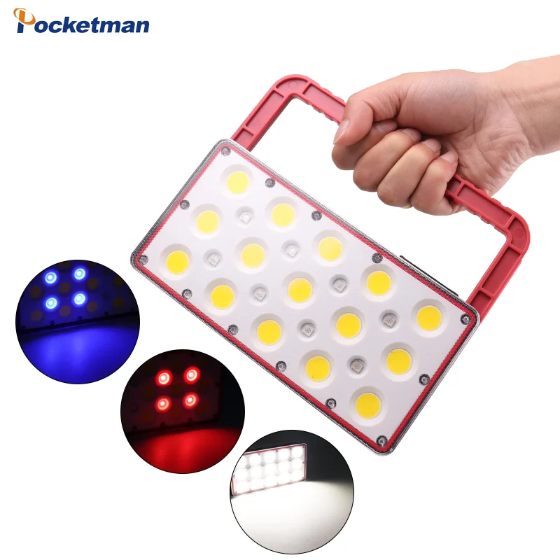 

COB + LED Portable Work Light Built-in Battery USB charging outdoor camping Flat Linterna Colorful work torch Power Bank Lamp