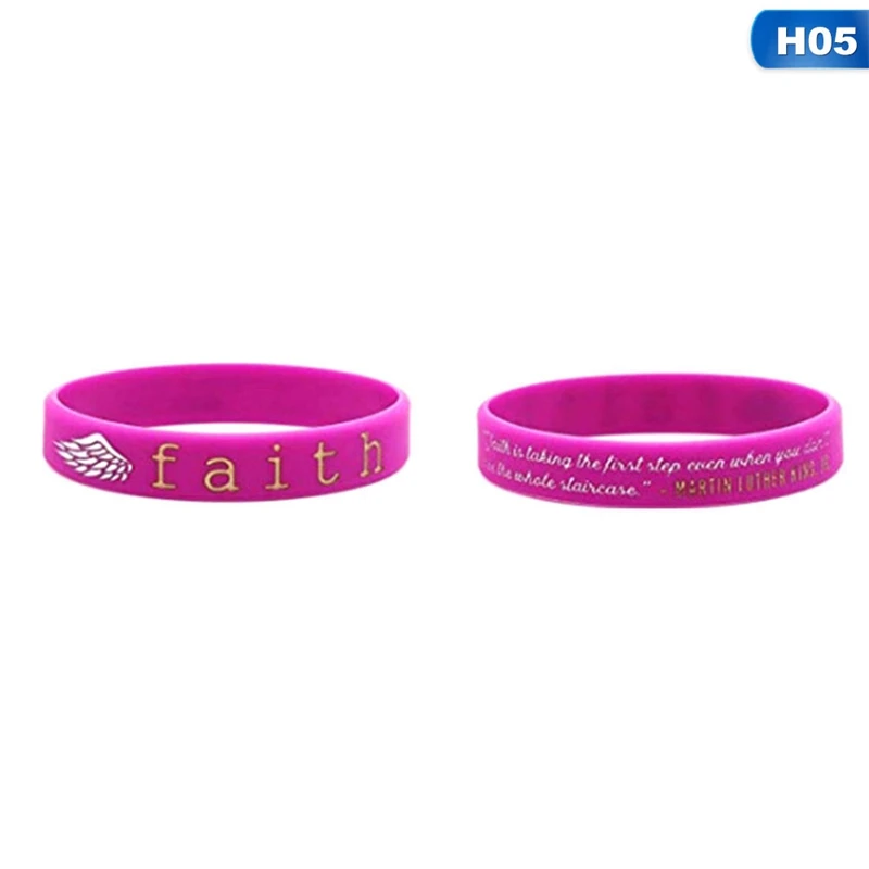 Inspirational Colorful Bracelets With Positive Words Dream Courage Believe Hope Faith Strength Motivational Silicone Wristband - Окраска металла: BL4247H05