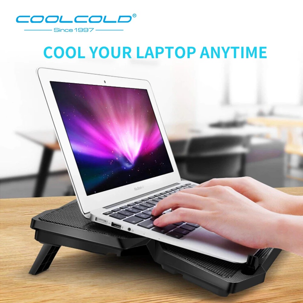 Laptop Cooler Laptop Cooling Pad Notebook Gaming Cooler Stand with Four Fan and 2 USB Ports for 14-17inch Laptop