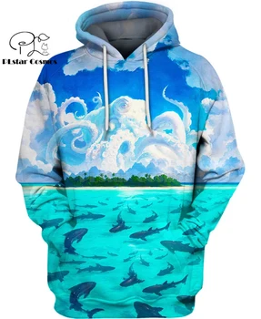 

PLstar Cosmos dangerous waters ocean shark squid 3d hoodies/Sweatshirt Winter autumn funny long selvee Harajuku streetwear