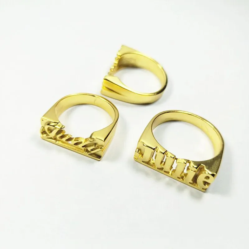 

Men's Hip Hop Any Name Ring Personalized Letter Aneis Feminino Date Number Rings Gold Custom Jewelry Women Bridesmaid Gift