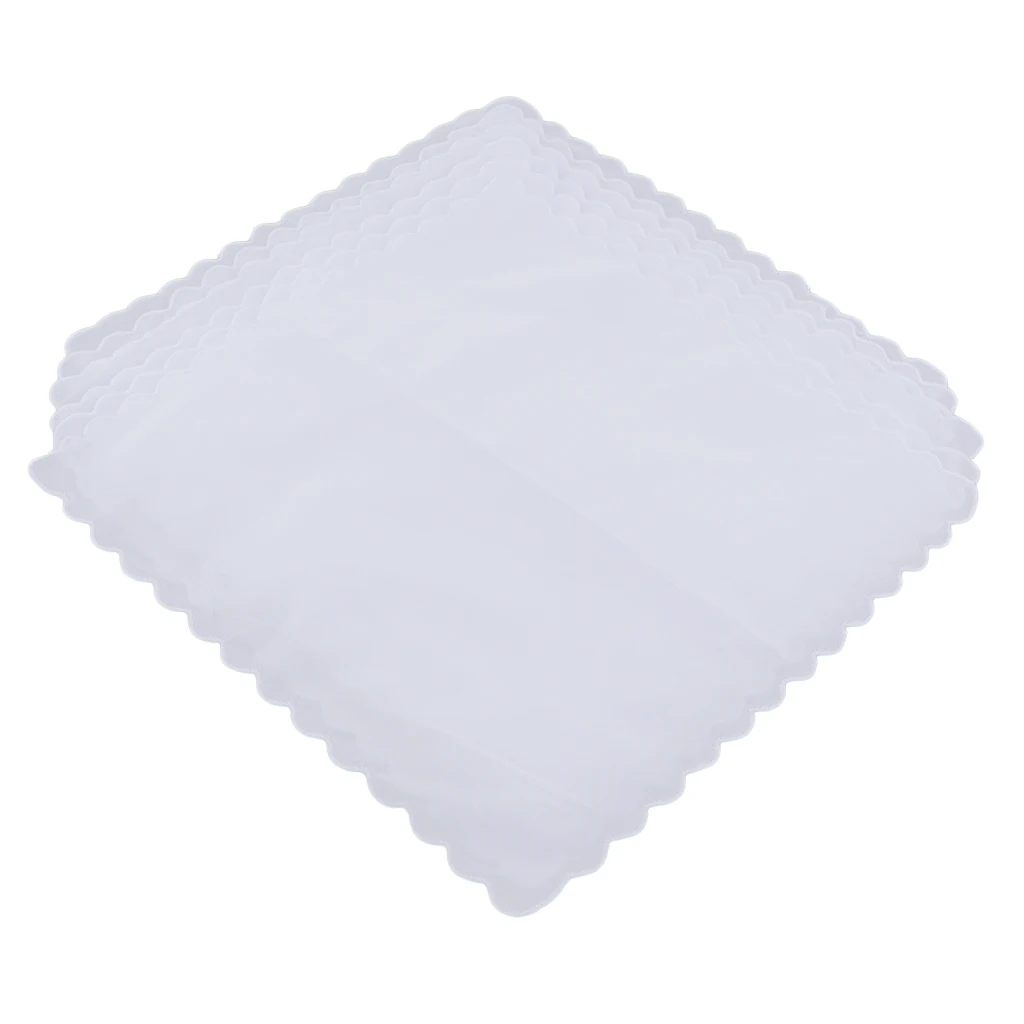 6pcs 100% Cotton White Handkerchiefs Wedding Hankie Kerchiefs Wave Trim DIY 6pcs 100% Cotton White Handkerchiefs Wedding Hankie Kerchiefs Wave Trim DIY