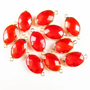 

10Pcs Beautiful Faceted Wrapped Red Titanium Crystal Oval Connector Pendant Bead 18x13x6mm 46BBS