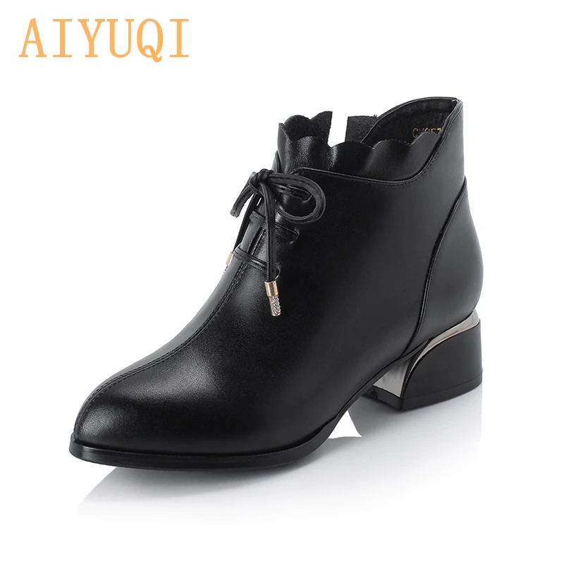

AIYUQI Fashion Women Shoes 2019 New Genuine Leather Women Large Size Shoes Lace-up Point Casual Shoes Women