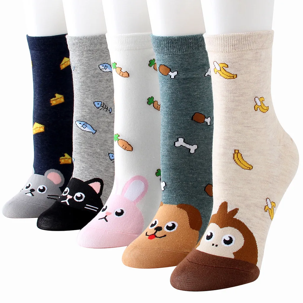 

1 Pair Sock Women Cotton Socks Animal Character Print Women's Casual Socks Spring Autumn Winter #YL5