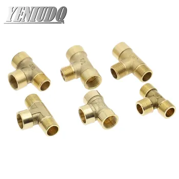 Pneumatic Plumbing Brass Pipe Fitting Male/Female Thread 1/8" 1/4" 3/8" 1/2" BSP Tee Type Copper Fittings Water Oil Gas Adapter 1