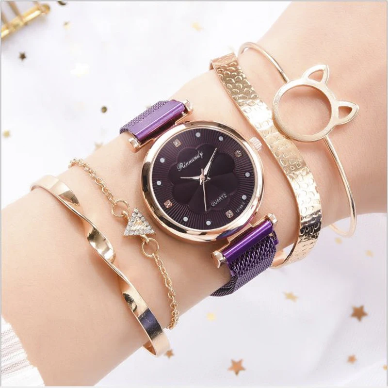 

Luxury Women Watches Fashion Quartz Watch Ore Glass Dial Alloy Magnet Strap Flower Dress Clock Wrist Watch Milan montre femme