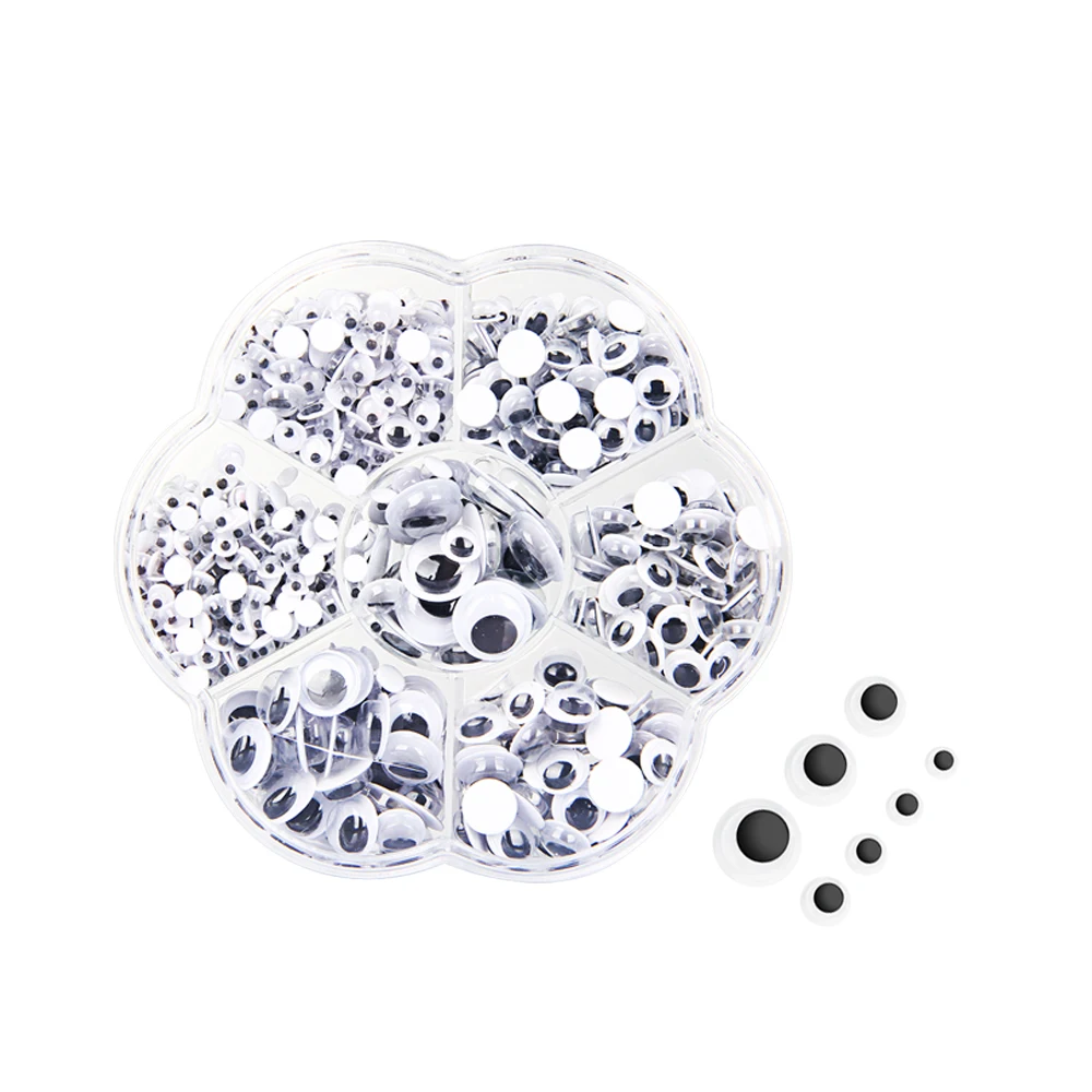 700 Pcs/lot Eye Activities Moving Eyeball Plastic Eyes Scrapbook with Adhesive Sticker for Children Doll Toy Handmade DIY