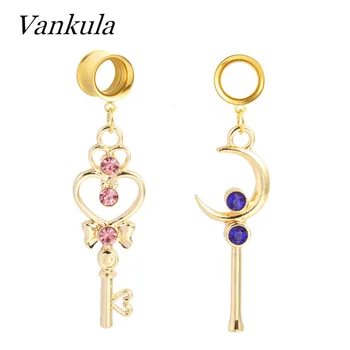 

Vankula 2pc 2020 New Fashion Dangle Ear Plugs Tunnels Ear Gauges Stainless Steel Ear Expander Earrings Piercing Body Jewelry
