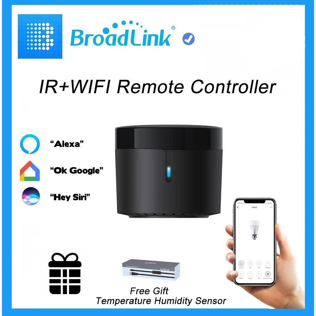 Broadlink rm4ミニインテリジェントwifi,irリモートコントロール,hts2センサー,湿度および温度センサー,alexa homedomotica|ホームオートメーションモジュール| -