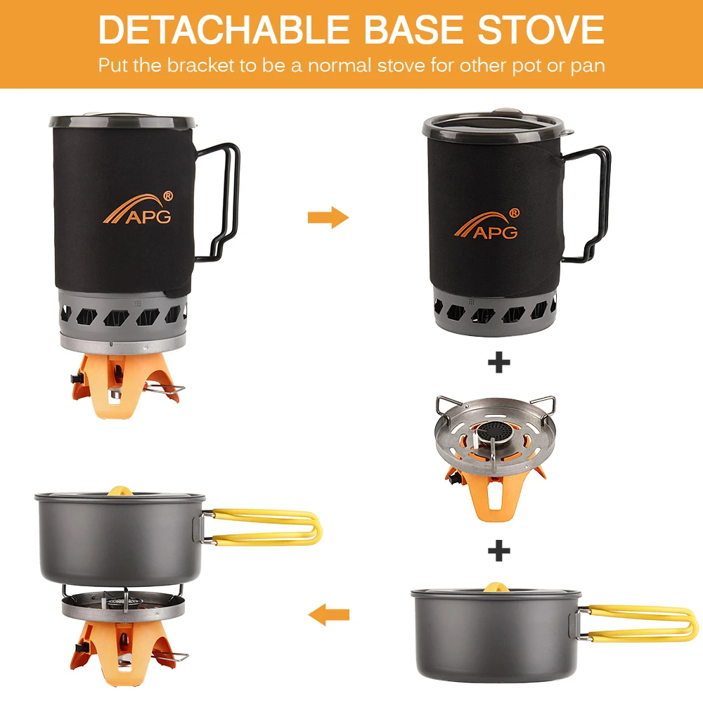 

Outdoor Camping Stove Set 1400ML Cooking Pot Gas Stove Set for Camping Hiking Backpacking Picnic accessories