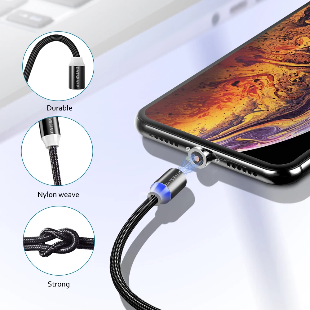 Магнитный кабель Micro usb type C кабель для iPhone xs samsung Быстрая зарядка Магнитный USB кабель для мобильного телефона