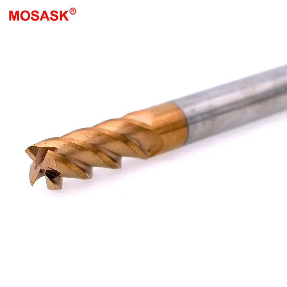 MOSASK 4 флейты HRC60 обработки Нержавеющая сталь фреза 1 мм 2 прямое сверло Вольфрам карбидовая Концевая