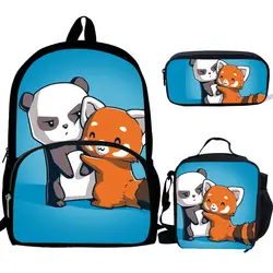 Милые рюкзаки с рисунком панды, Детская сумка для книг, школьная сумка для мальчиков, Mochila, Повседневная сумка на плечо для девочек, комплект