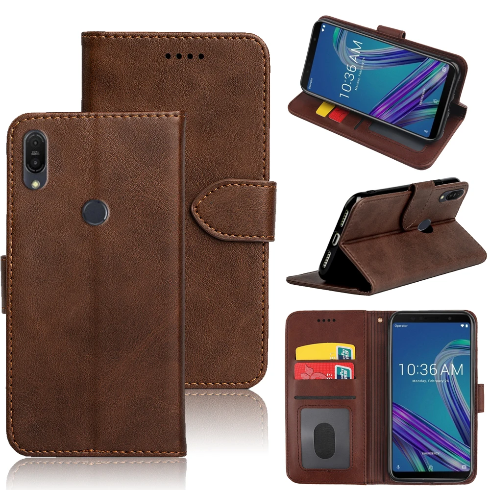 MKS Роскошный чехол книжка из искусственной кожи для ASUS ZenFone Max Pro M1 (ZB602KL) держатель