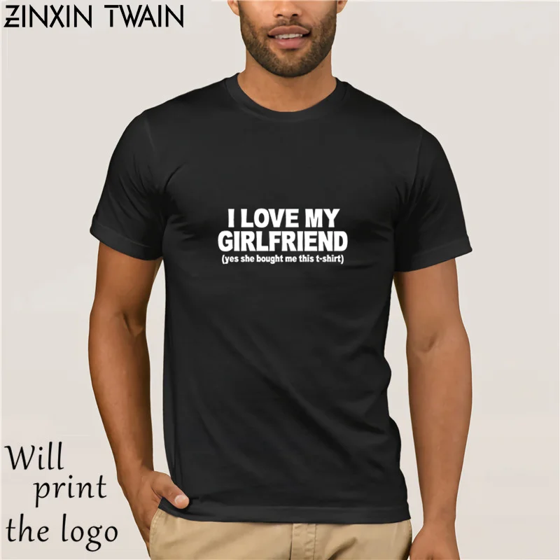 I LOVE MY GIRLFRIEND Letters Print Men t shirt Casual Funny tshirts For Man Top Tee Hipster Drop Ship | Мужская одежда