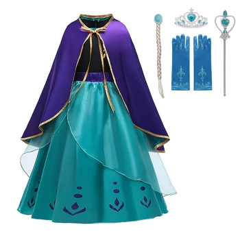 

Kids Dresses for Girl Anna Princess Cosplay Children Party Costume Elegant Prom Dress Girls Clothing 3 to 10 Years