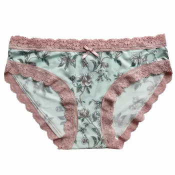 

Japan Retro Flowers Sexy Woman Low Waist Lace Trim Panties Girls Briefs Nylon Cotton Comfortable One Size