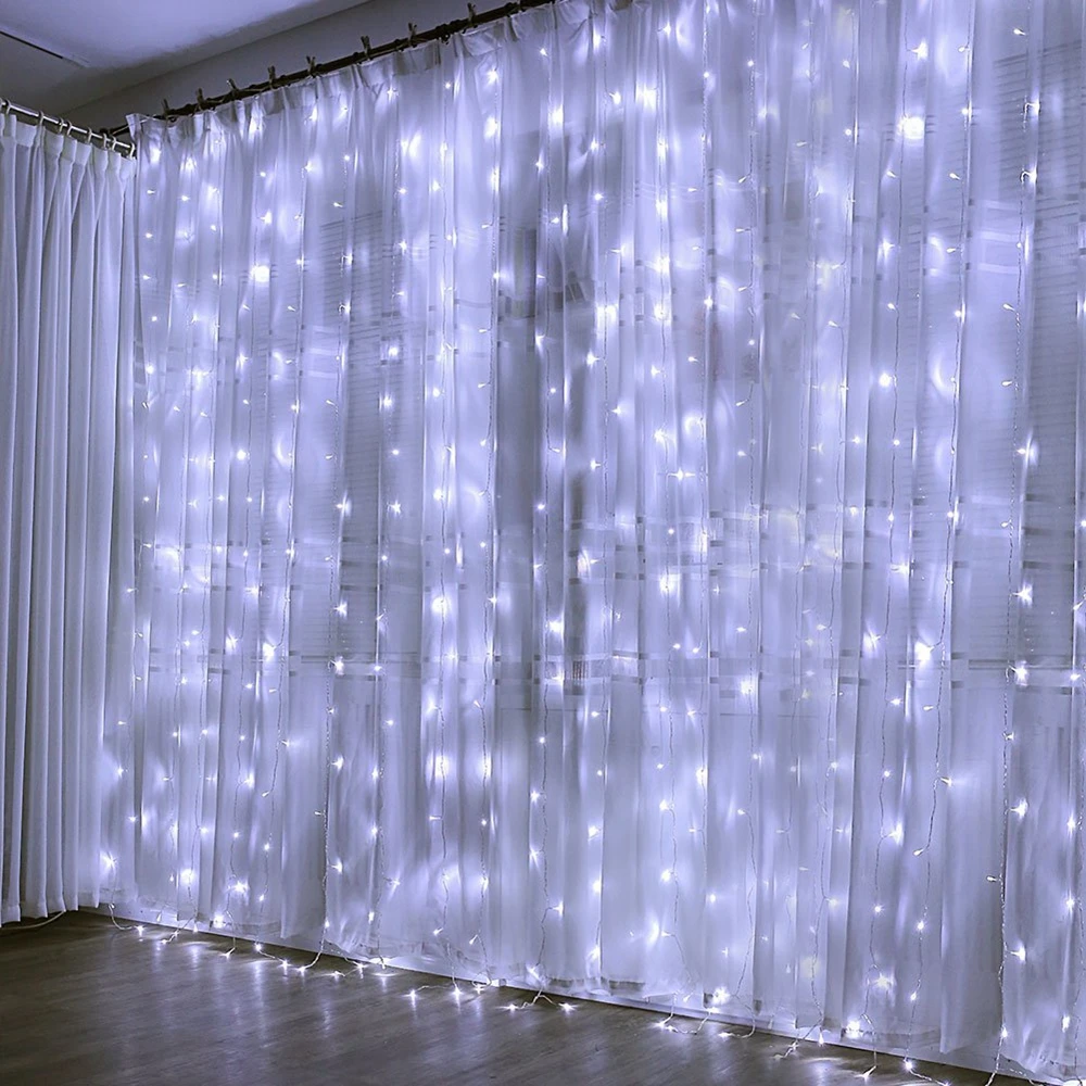 3 м X 3 м светодиодный занавес сосулька Фея светящаяся гирлянда свет 300 led Рождество свет для свадьбы дома окна вечерние украшения