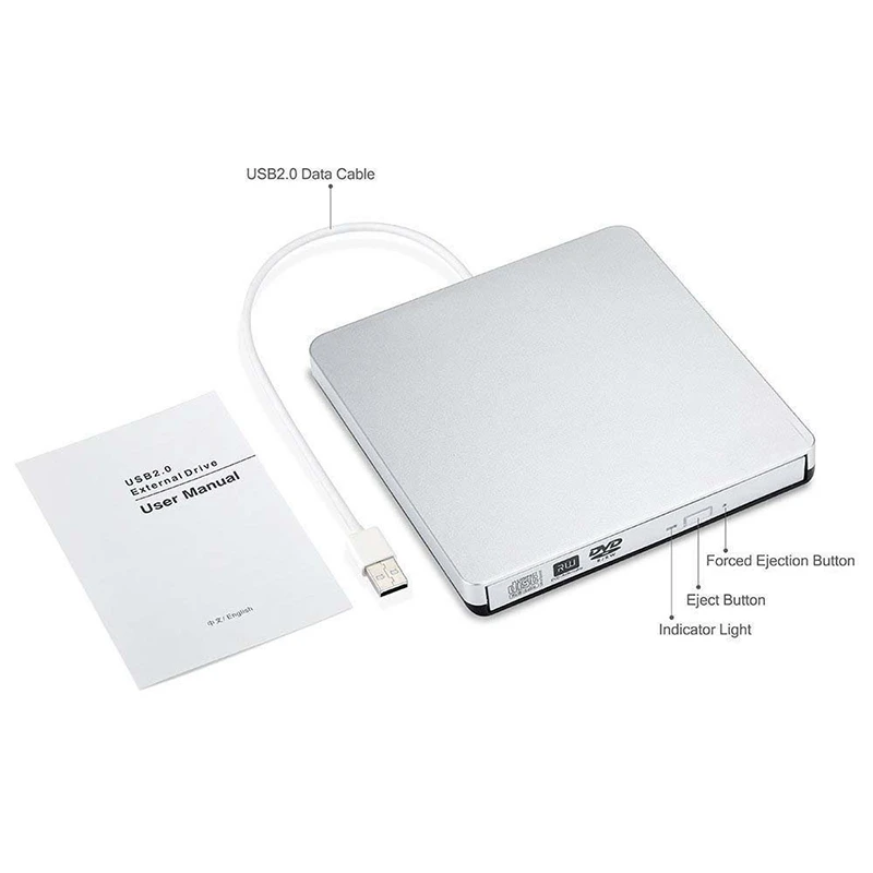 USB 2,0 DVD-RW горелки внешний dvd-плеер CD/DVD rom Оптический привод писатель ридер рекордер для ноутбука+ чехол для привода сумка