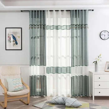 

Simple Modern Pure Color Mosaic Semi-shading Curtains for Living Dining Room Bedroom.