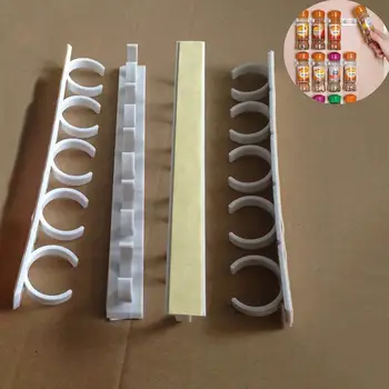 

1/2 Pcs Wall Mount Ingredient Spice Bottle Rack Plastic Organizer Rack 5 Cabinet Kitchen Cabinet Door Hooks Jars Spice Holder