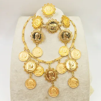 

Dubai necklace earrings in gold color copper for women African/Nigerian/Middle East wedding/party gifts/bridal jewelry set