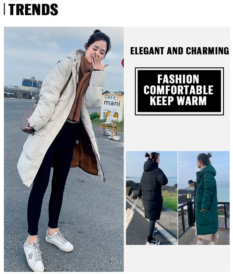 Big pocket Women Parks Tops Feminine Coat Clothing Warm Jacket Winter parkas Long Outerwear Fashion sobretudo feminino hat 442