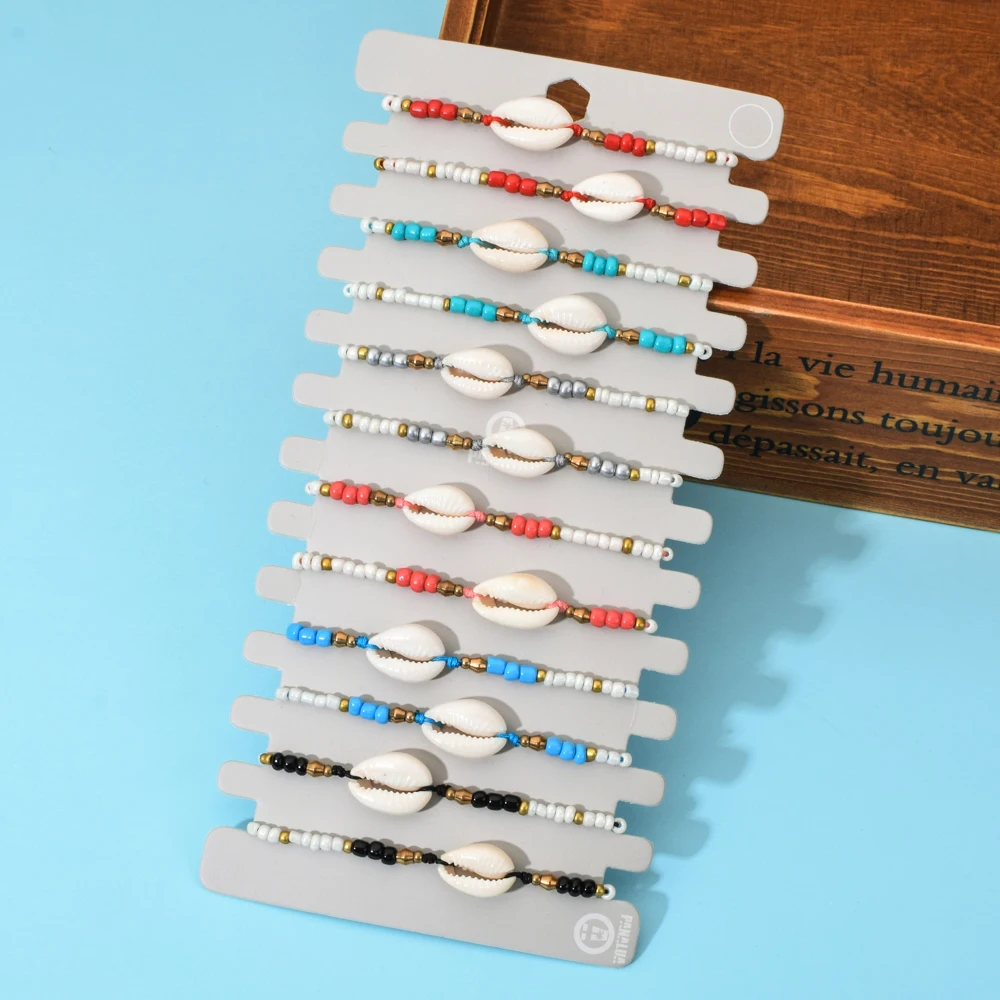 12 шт./лот в богемном стиле, очаровательный браслет из бисера, набор для женщин, Плетеный Регулируемый браслет с веревочкой, браслеты, ювелирные изделия