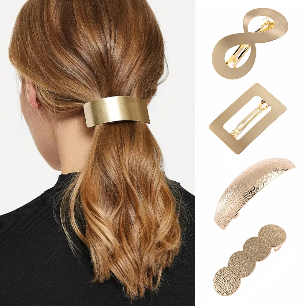 NewFashionWomenGirlsAlloyHairClipsGeometricHorsetailHeadwear