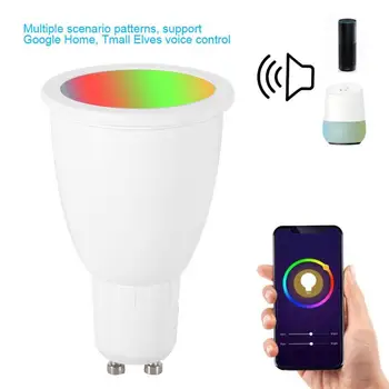 

GU10/GU5.3/E27/E14 WiFi Smart Remote Light Bulb 400-460LM RGBW 6W LED Dimmable Light Cup Compatible Alexa & Google Home