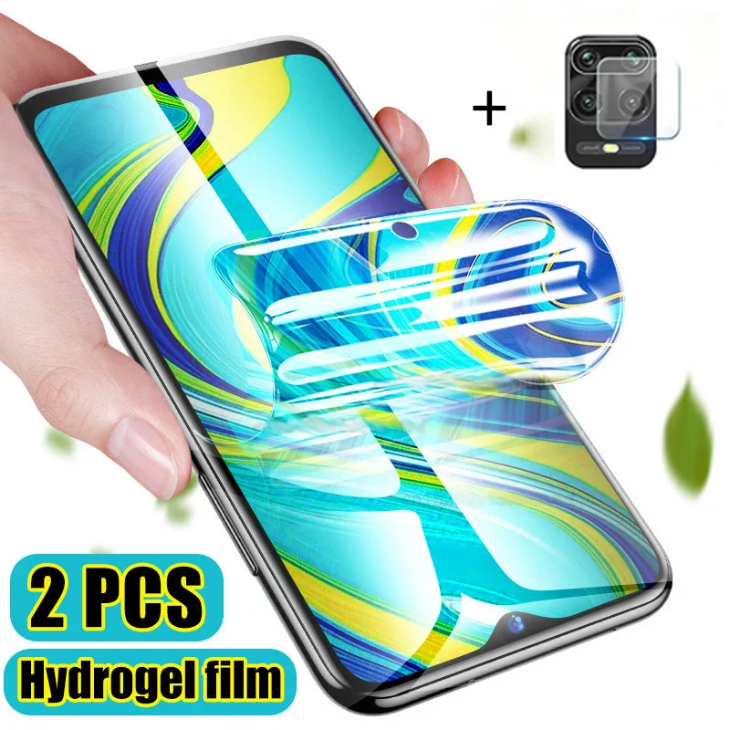 2 pcs hydrogel film+camera glass for redmi 9s xiaomi note 9 pro max screen protector mi note 9 s hid