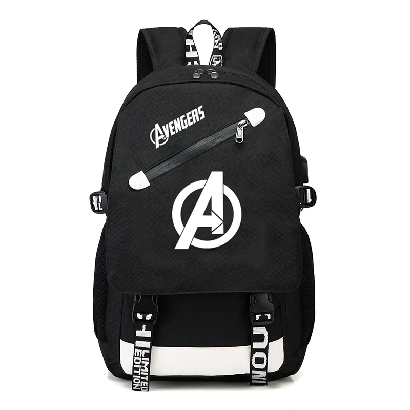 

Anime Super hero Avengers Bags Backpack Men Luminous Schoolbag Usb Charging Multifunction Waterproof Travel Bagback