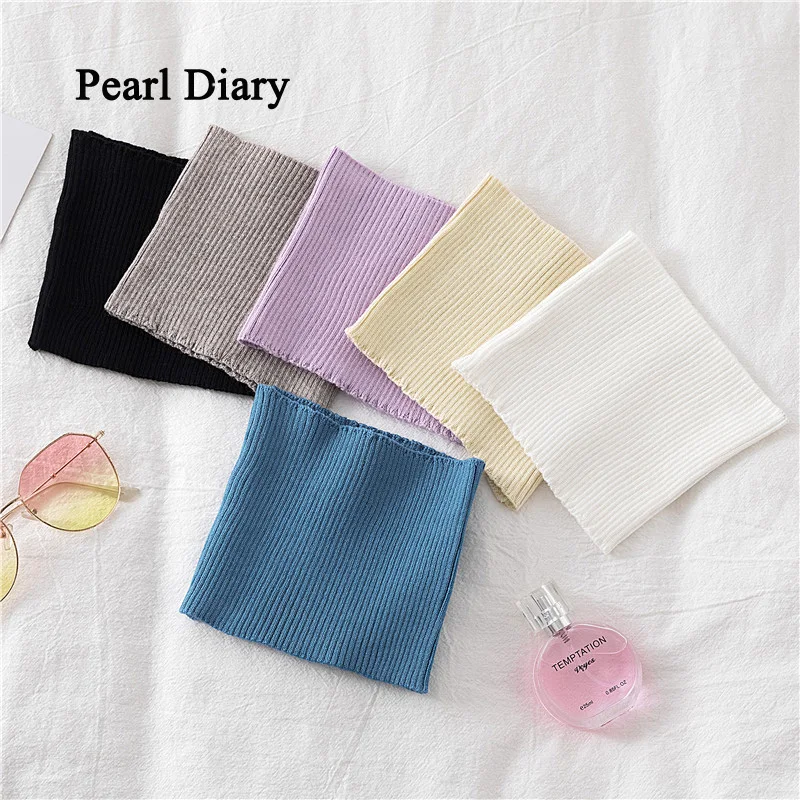 Pearl Diary New Style All-Match Autumn Winter Scarves Woman Keep Warm Solid Color High-Neck Knitted Set Head Fake Collar Scarf