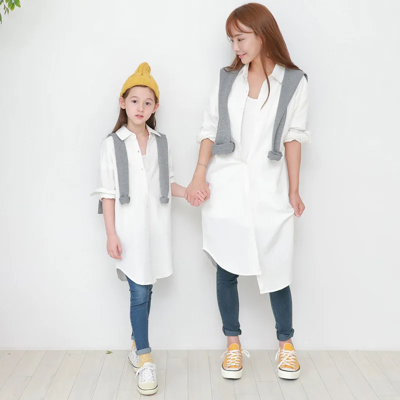

New Simple Style 2019 Girls Autumn Blouses Long-style Kids White Blouses toddler Children Cotton Shirt Baby Top with Shawl,#5338
