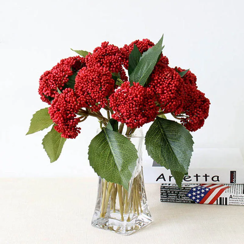 Real Touch Felt Artificial Hydrangea Fruit Wedding Decorative Plasic