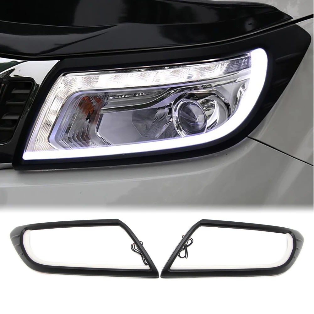 

Headlight Eeybrow Cover Trim for Nissan NP300 Navara 2015 2016 2017 2018 2019 2020 Refit LED DRL Lamp